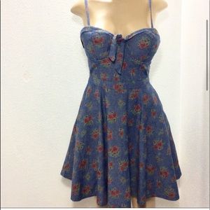 Jessica Simpson Ava Floral Chambray bustier dress